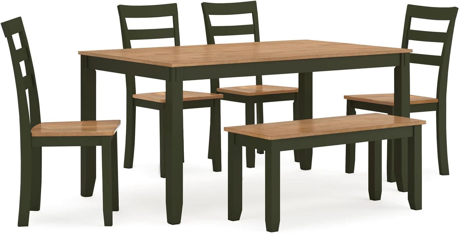 Gesthaven 6-Piece Dining Room Set In Natural and Green D401325