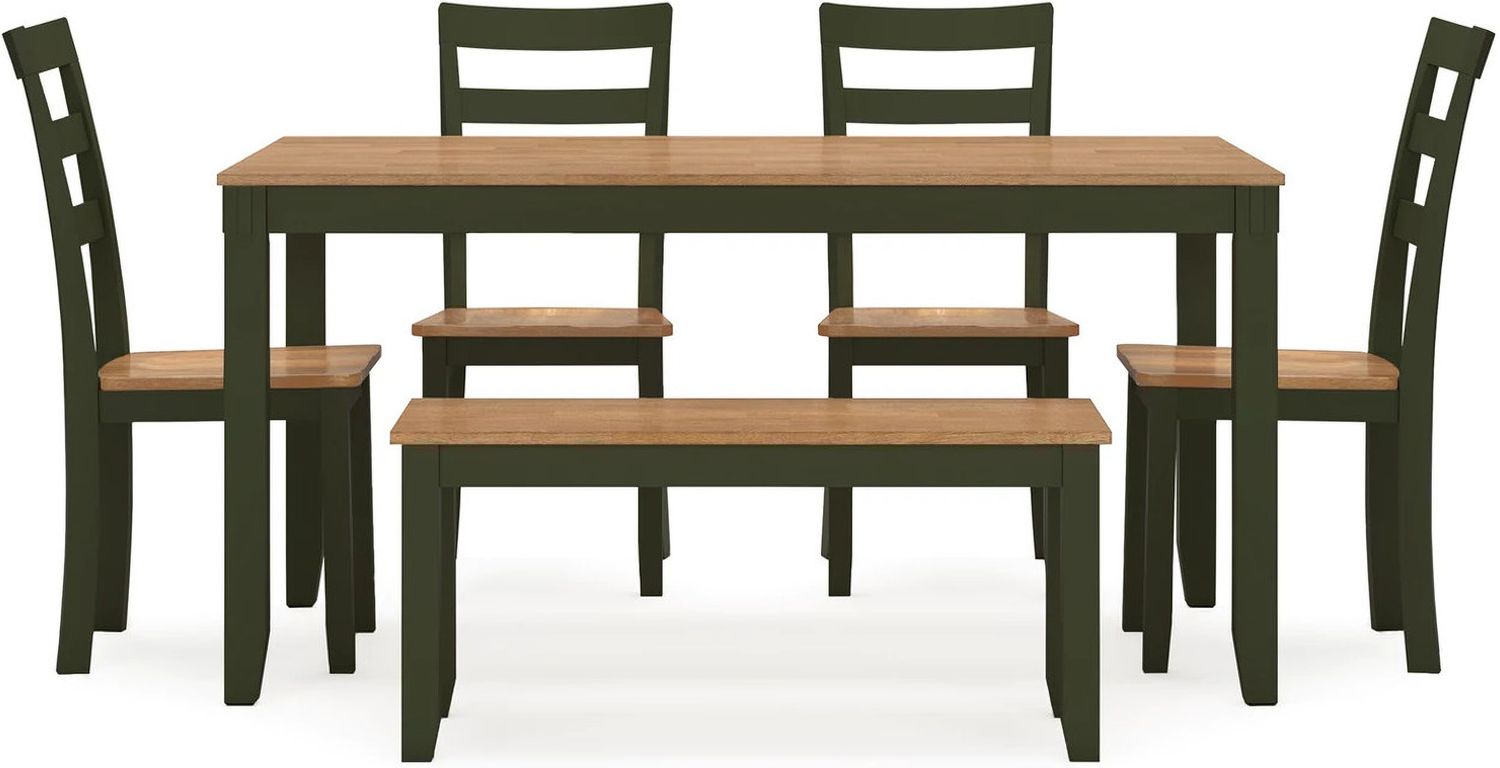 Gesthaven 6-Piece Dining Room Set In Natural and Green D401325