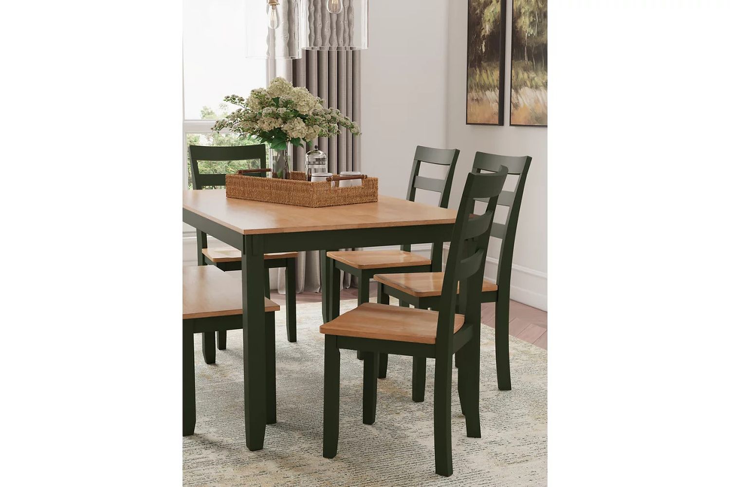 Gesthaven 6-Piece Dining Room Set In Natural and Green D401325