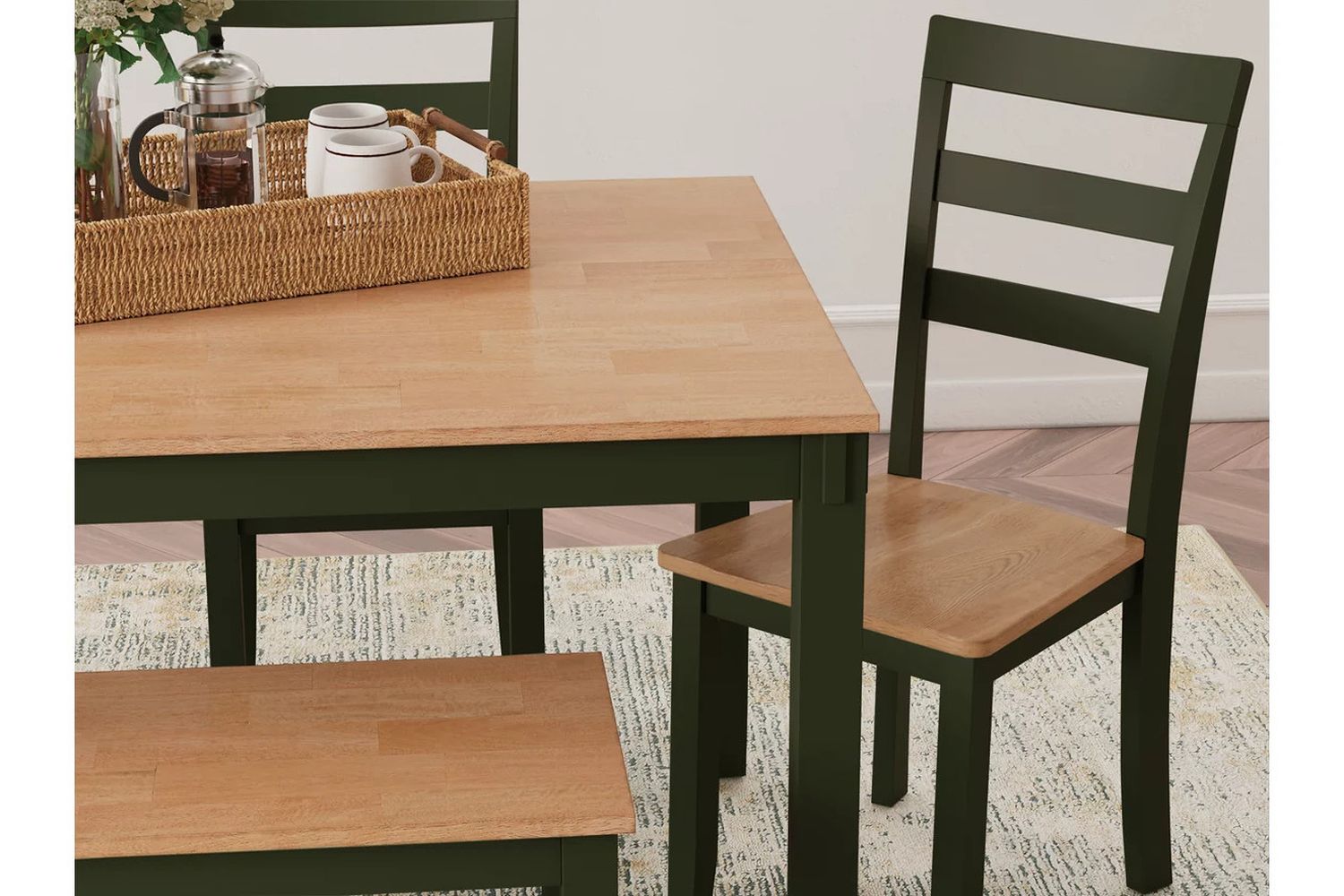 Gesthaven 6-Piece Dining Room Set In Natural and Green D401325
