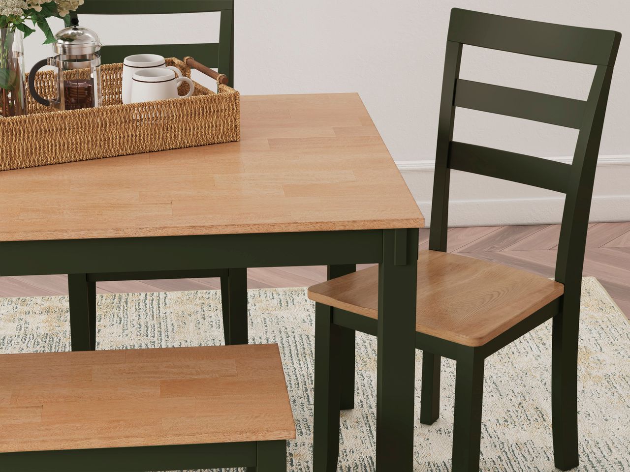 Gesthaven 6-Piece Dining Room Set In Natural and Green D401325