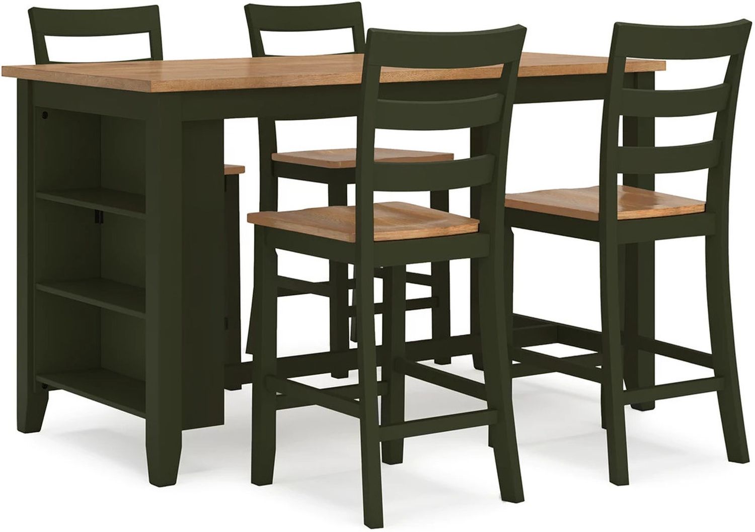 Gesthaven Counter Height Dining Room Set In Natural and Green D401D2