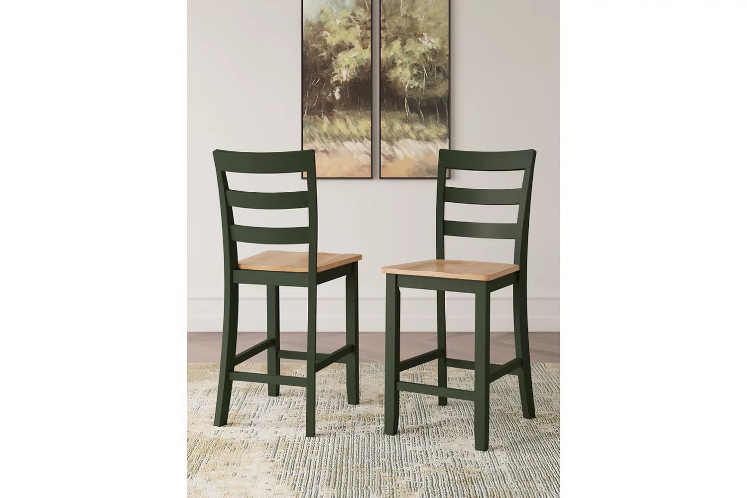 Gesthaven Counter Height Dining Room Set In Natural and Green D401D2