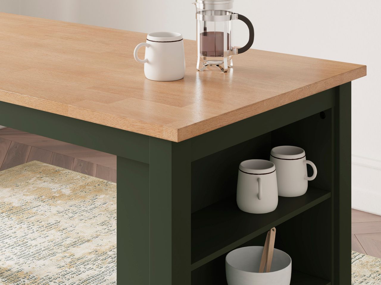 Gesthaven Counter Height Dining Room Set In Natural and Green D401D2