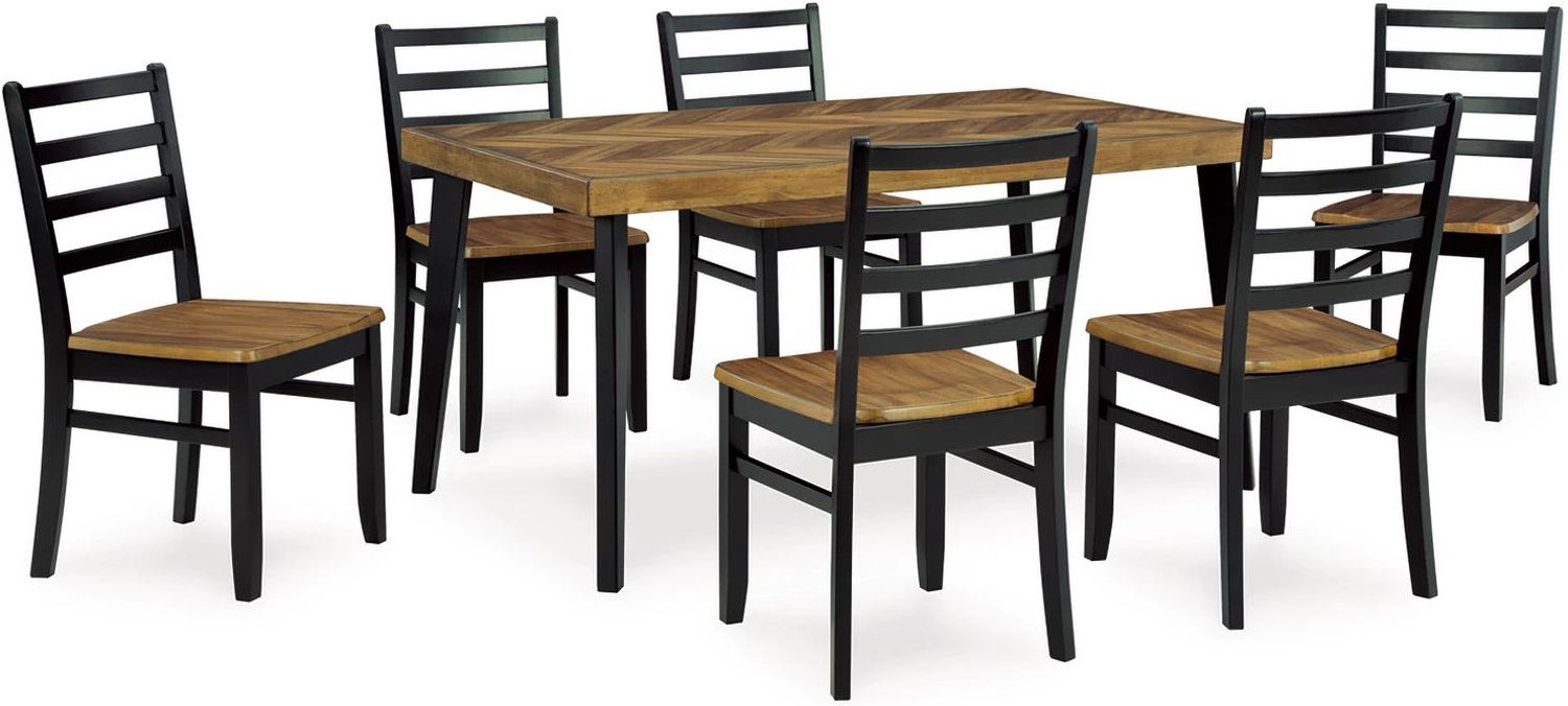 Blondon 7 Piece Dining Room Set In Brown and Black D413425