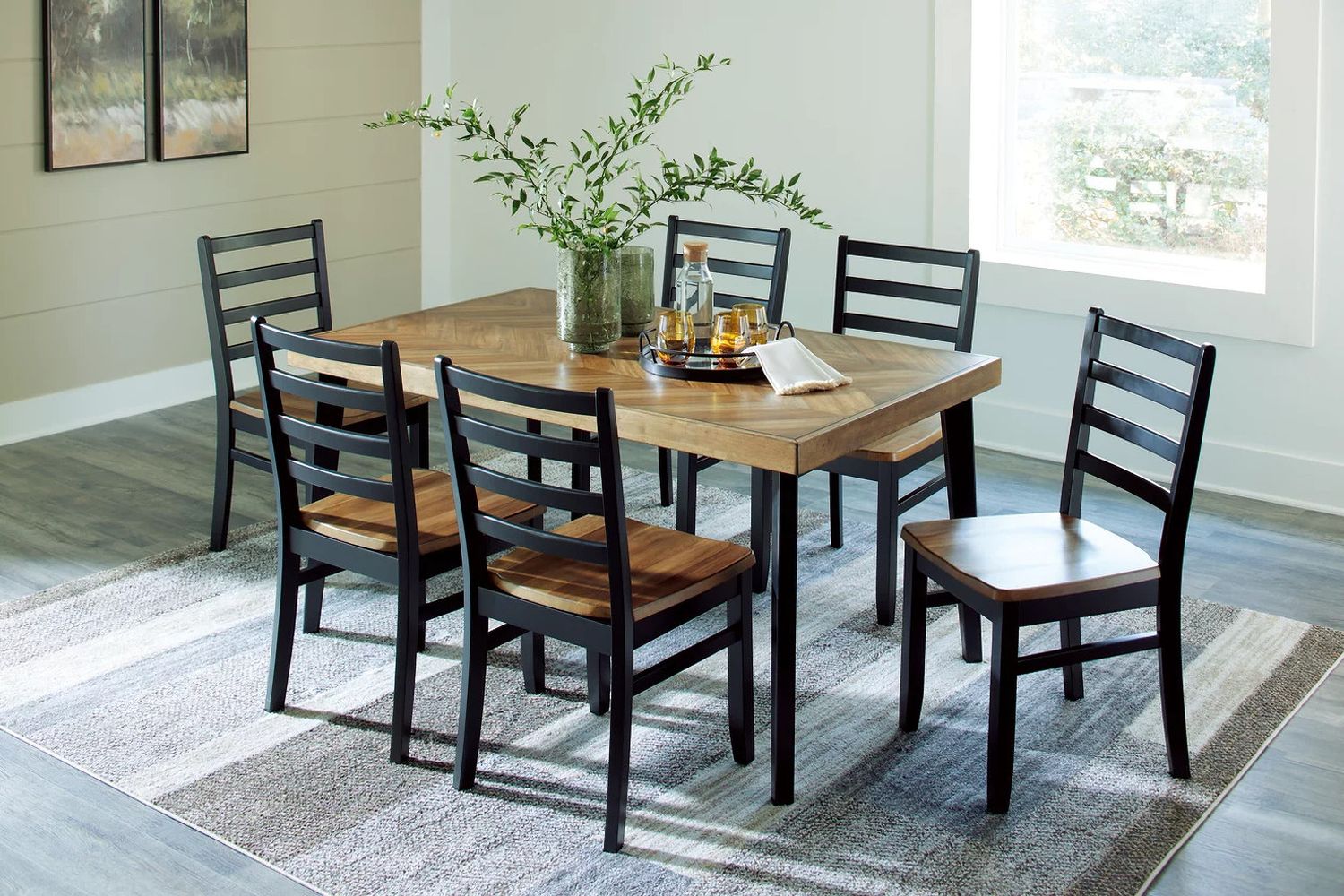 Blondon 7 Piece Dining Room Set In Brown and Black D413425