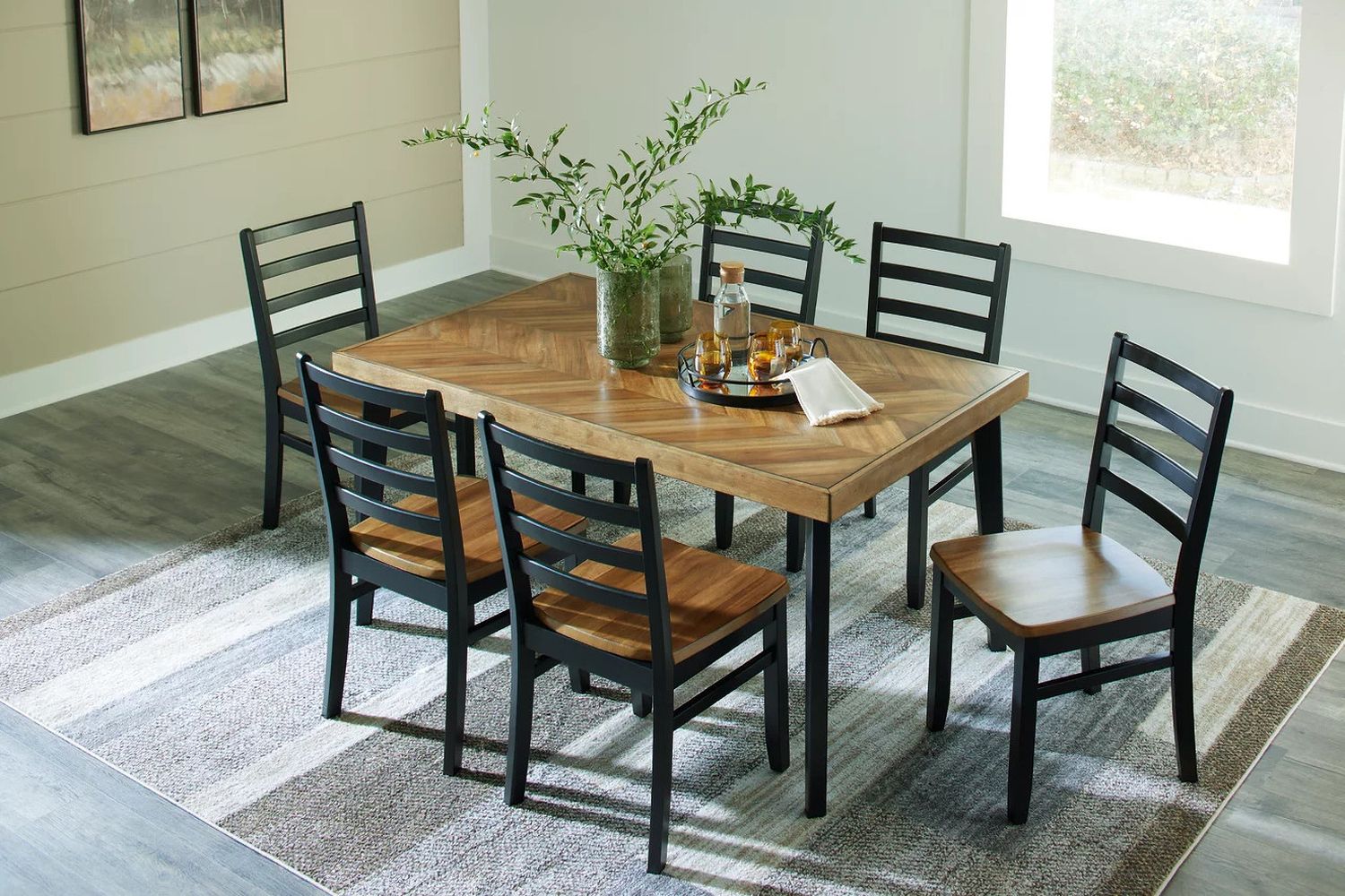 Blondon 7 Piece Dining Room Set In Brown and Black D413425