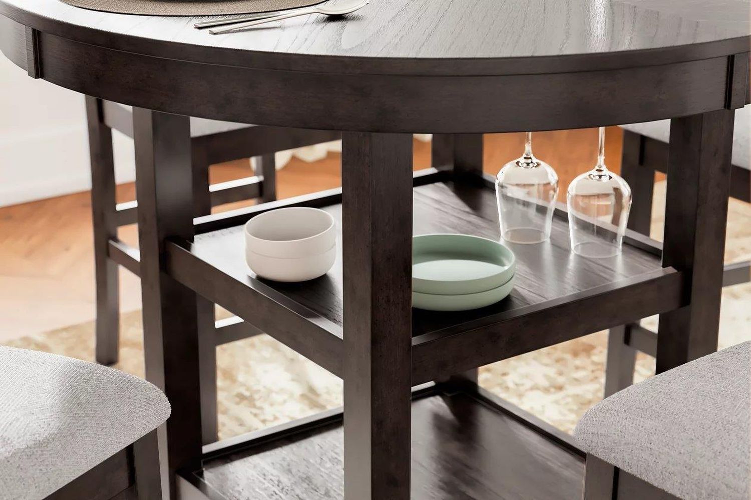 Langwest Counter Height Dining Table and 4 Barstools In Brown D422223