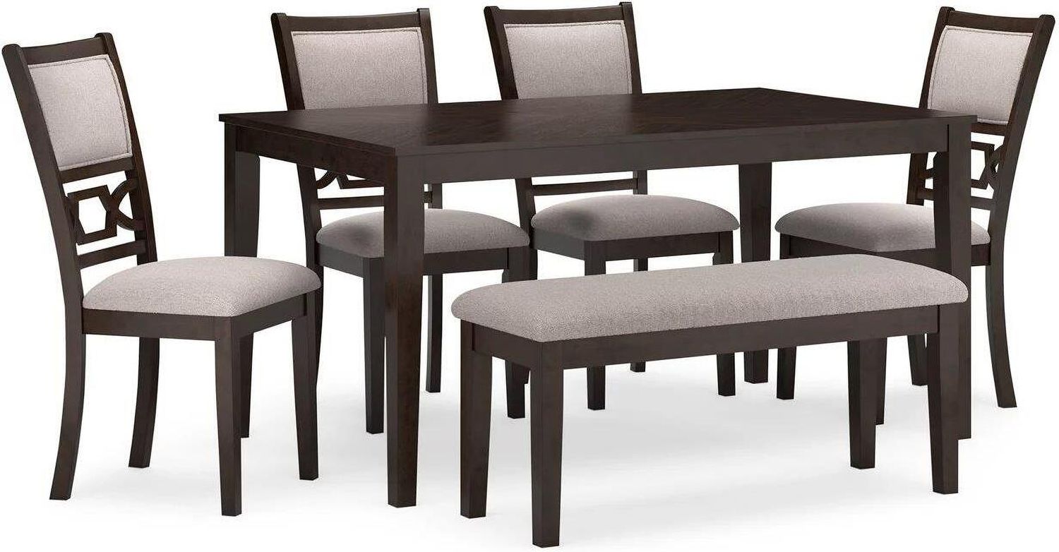 Langwest Dining Table and 4 Chairs and Bench In Brown D422325