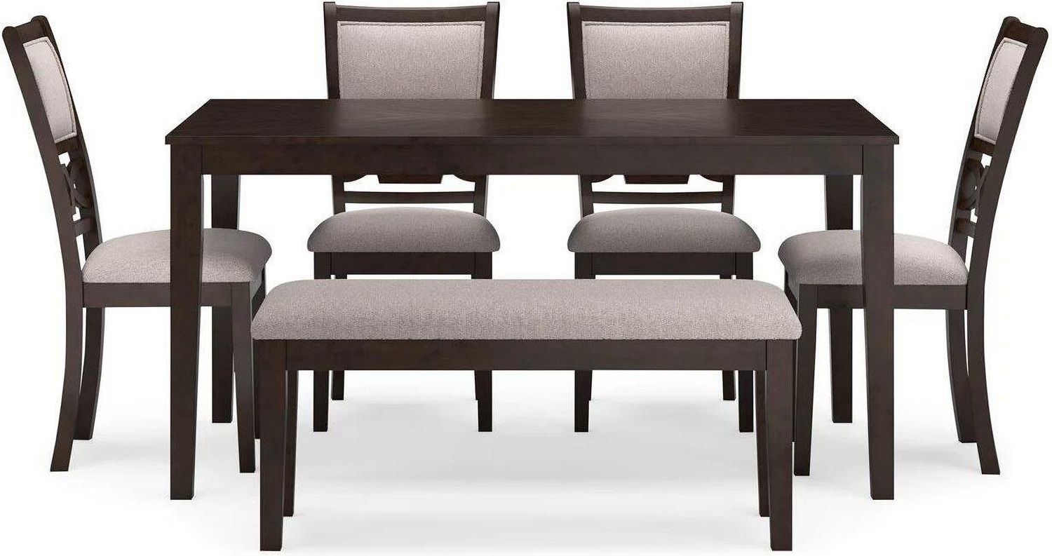 Langwest Dining Table and 4 Chairs and Bench In Brown D422325