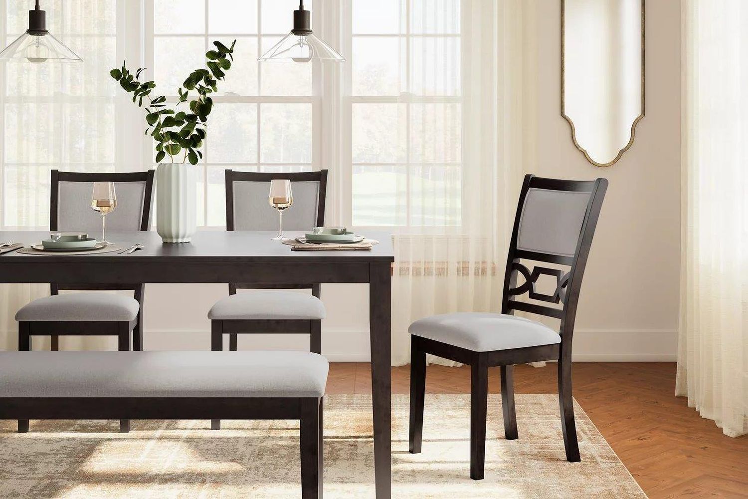 Langwest Dining Table and 4 Chairs and Bench In Brown D422325