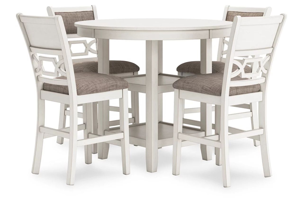 Erinberg Counter Height Dining Table and 4 Barstools Set of 5 In Antique White D423223