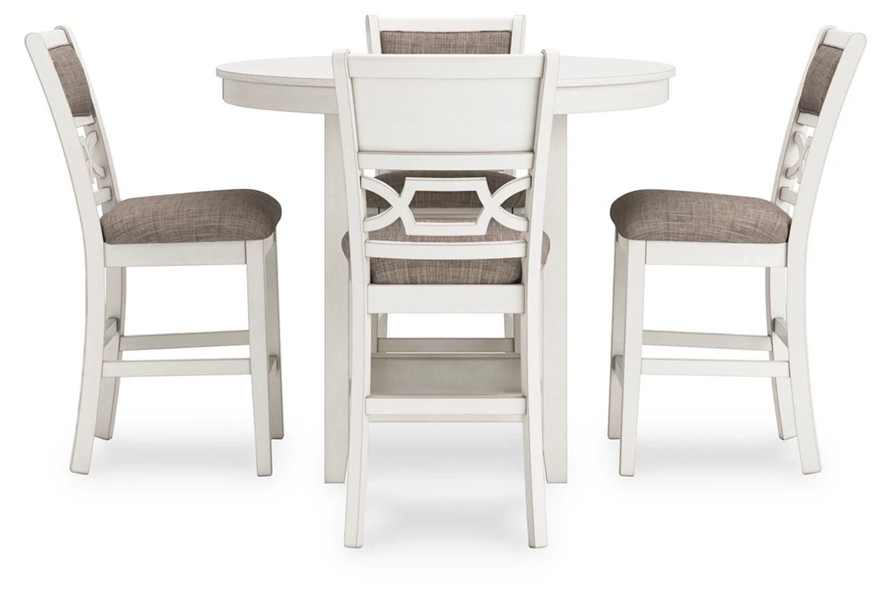 Erinberg Counter Height Dining Table and 4 Barstools Set of 5 In Antique White D423223