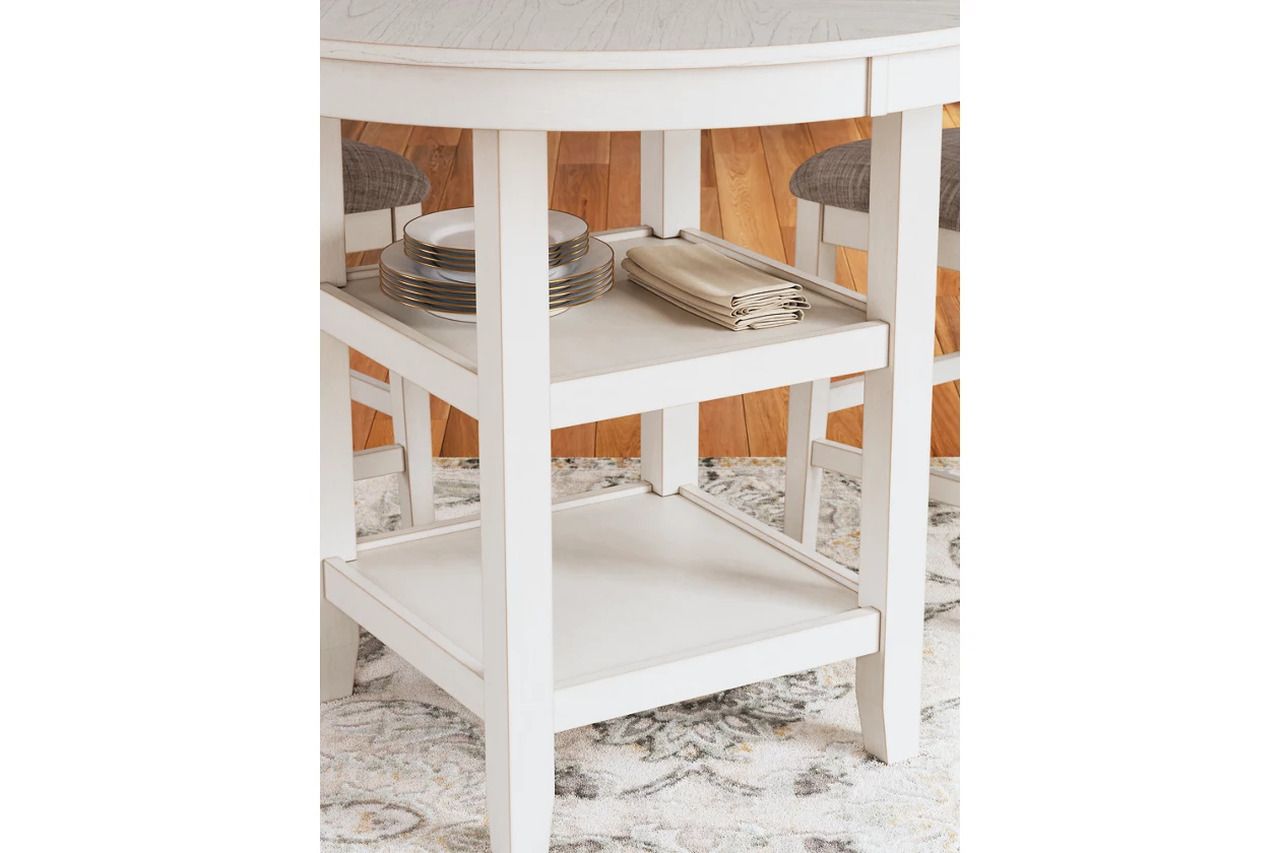 Erinberg Counter Height Dining Table and 4 Barstools Set of 5 In Antique White D423223