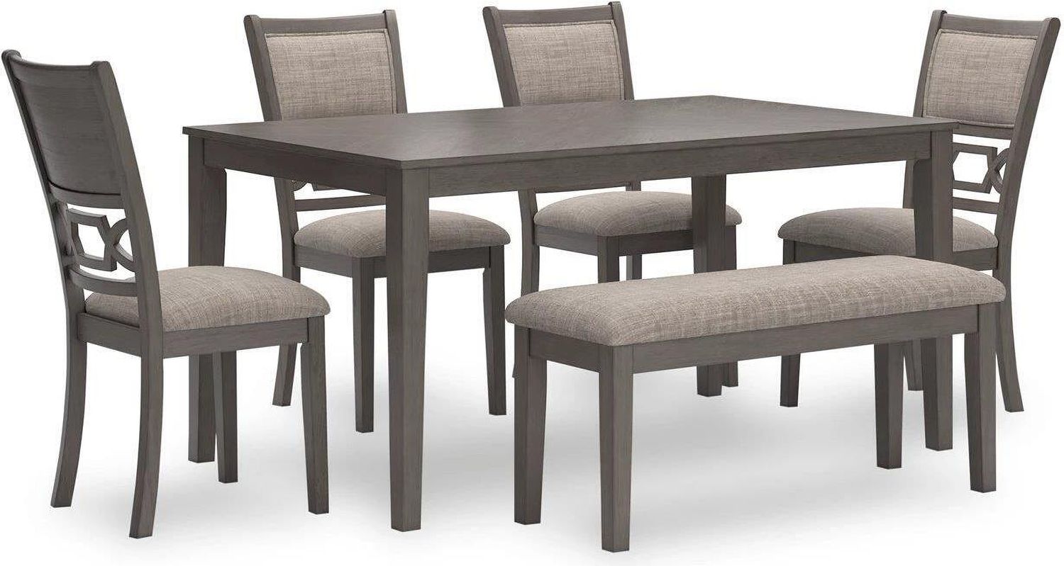 Wrenning Dining Table and 4 Chairs and Bench In Gray D425325