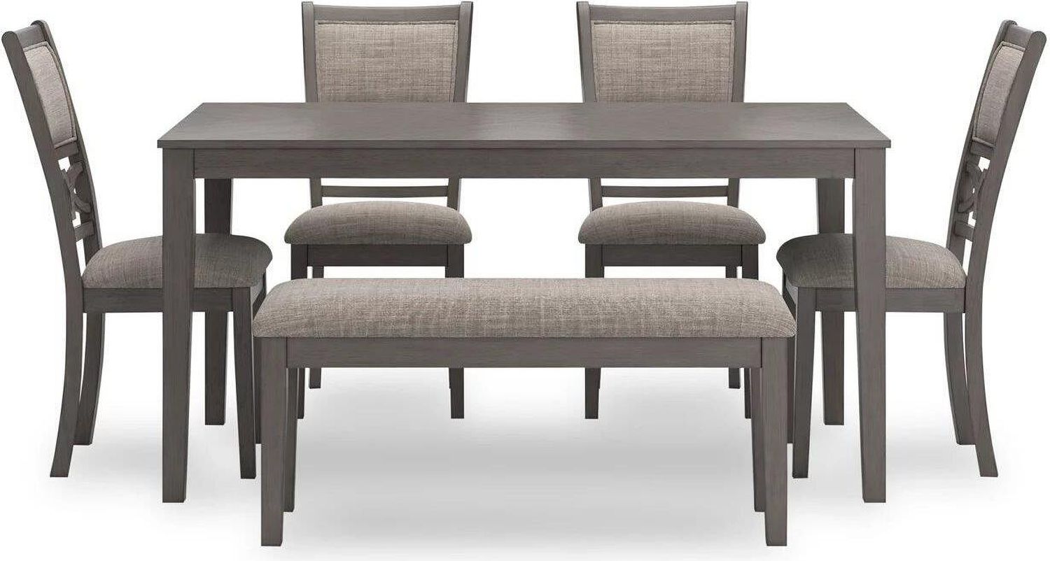 Wrenning Dining Table and 4 Chairs and Bench In Gray D425325