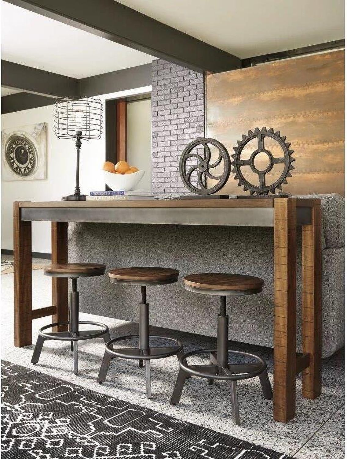 Torjin Brown and Gray Stool Set of 2 D440024