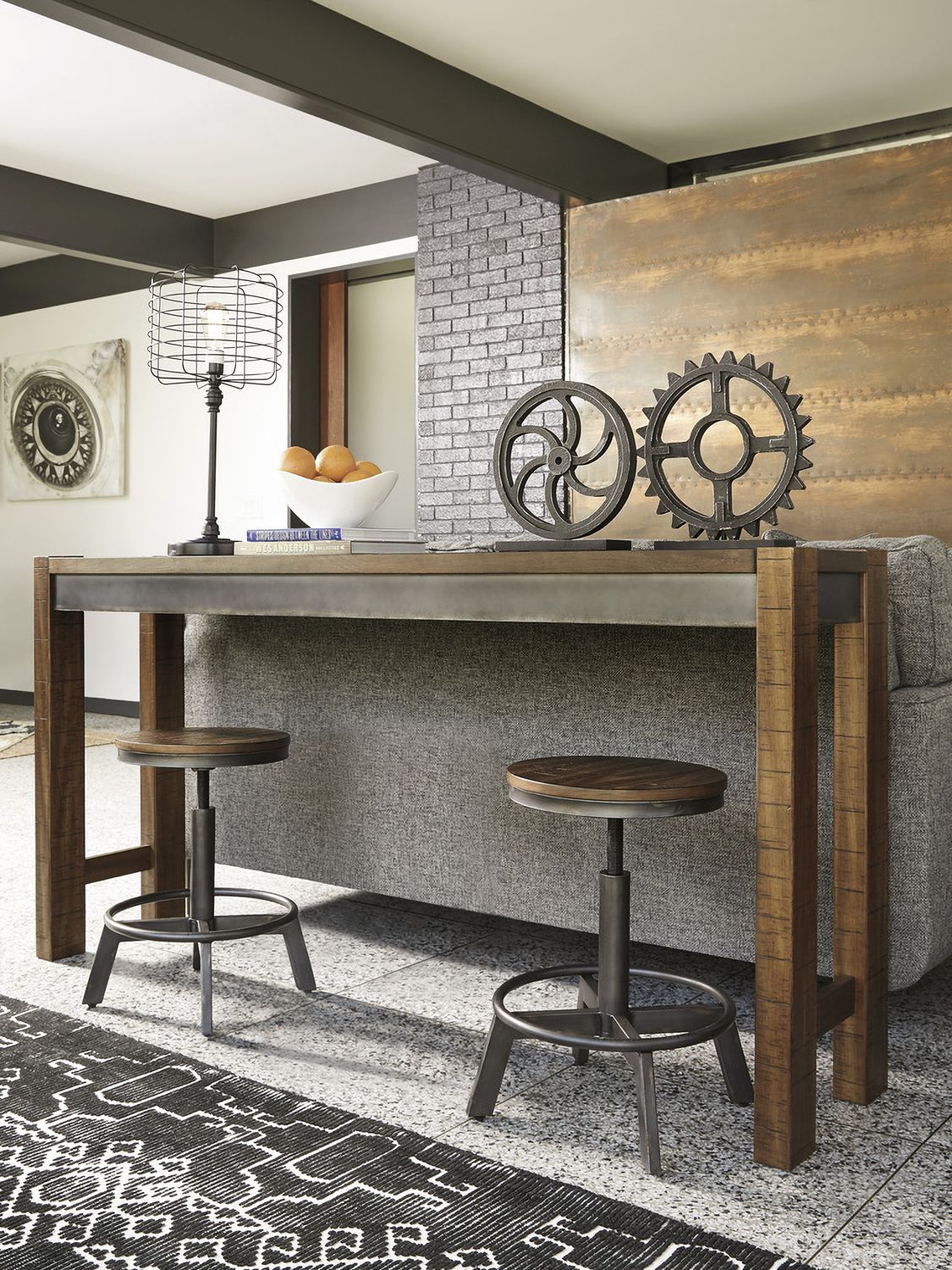 Torjin Brown and Gray Stool Set of 2 D440024