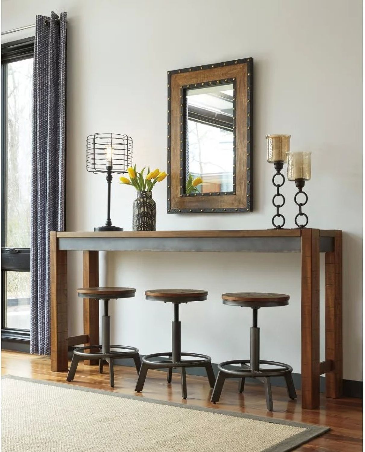 Torjin Brown and Gray Long Counter Height Dining Table D44052