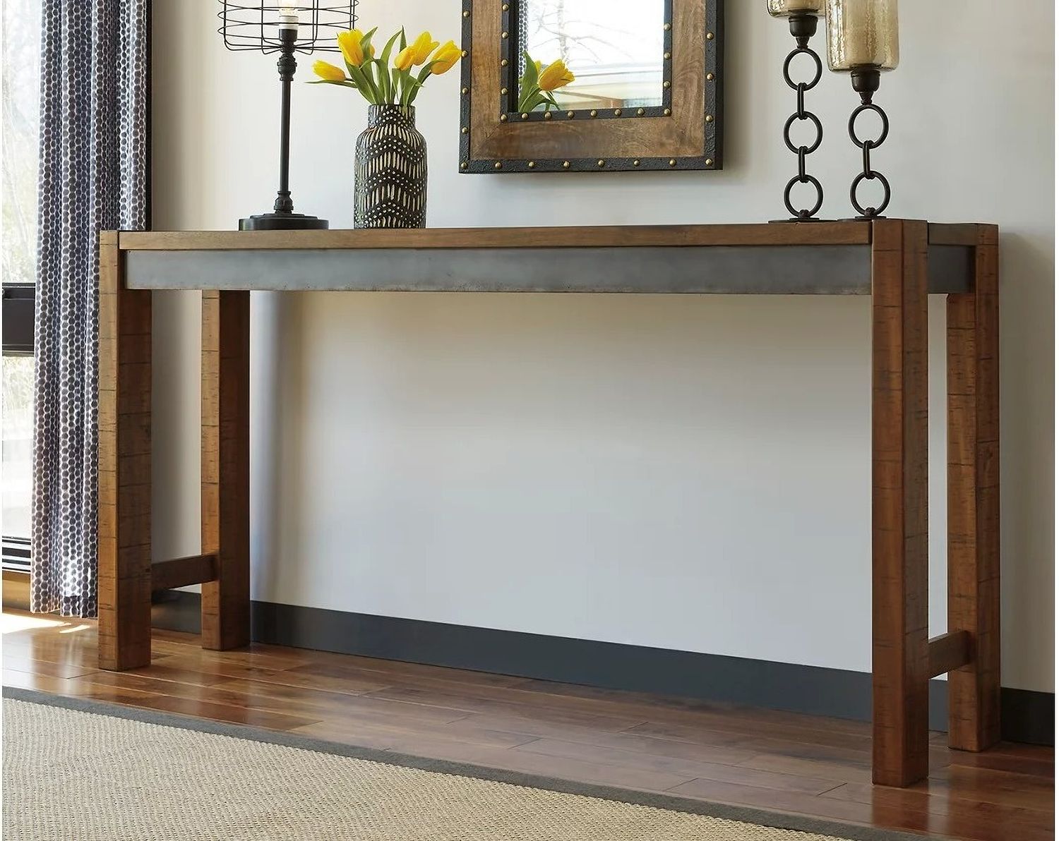 Torjin Brown and Gray Long Counter Height Dining Table D44052