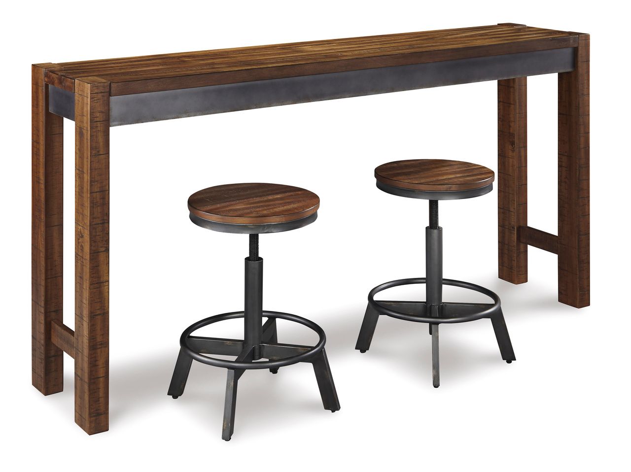 Torjin Brown and Gray Long Counter Height Dining Table D44052