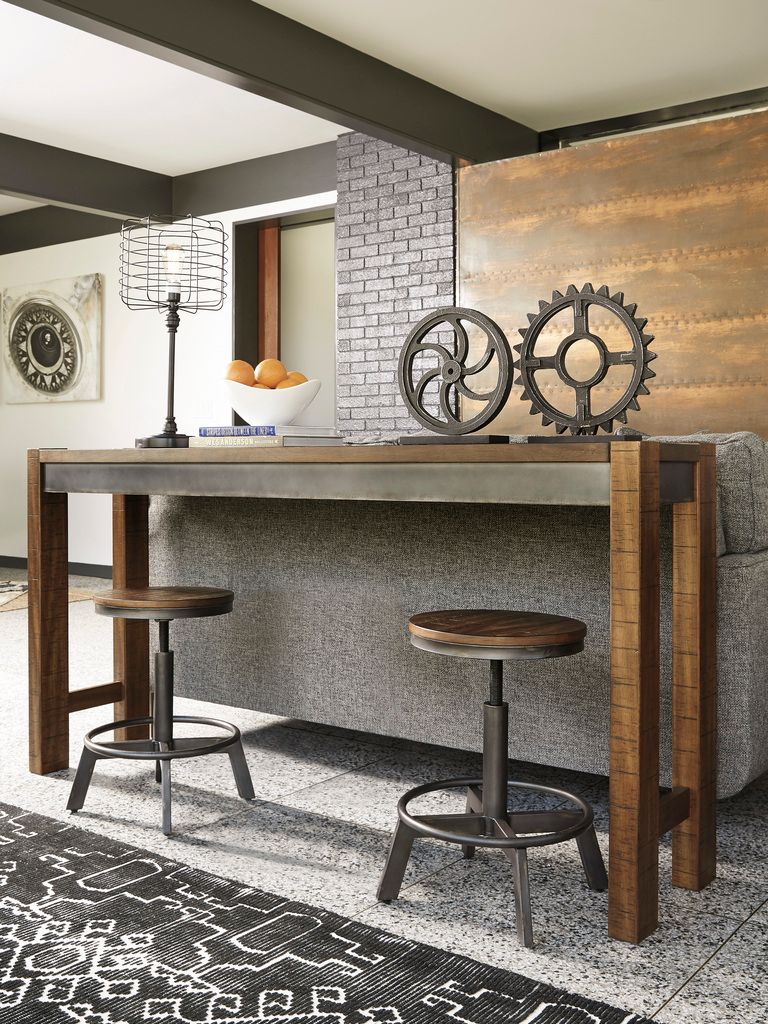 Torjin Brown and Gray Long Counter Height Dining Table D44052