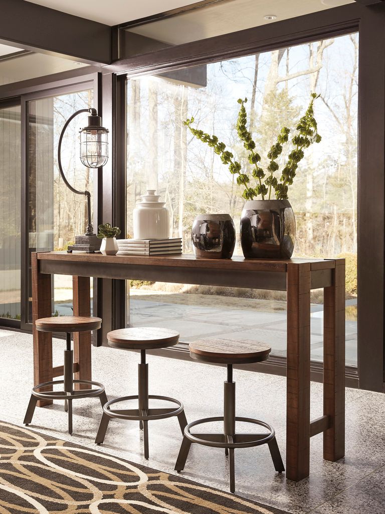 Torjin Brown and Gray Long Counter Height Dining Table D44052