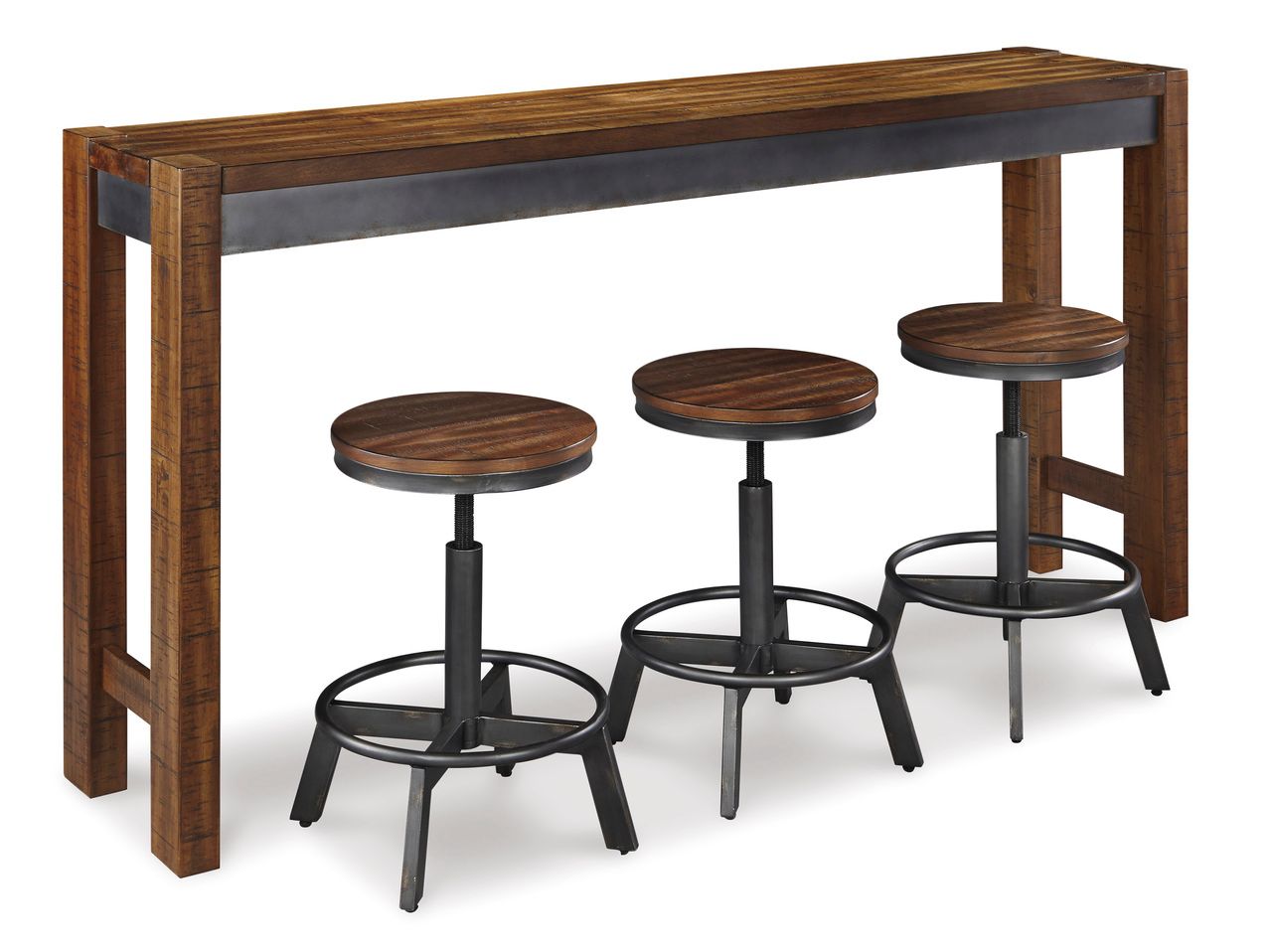 Torjin Brown and Gray Long Counter Height Dining Table D44052