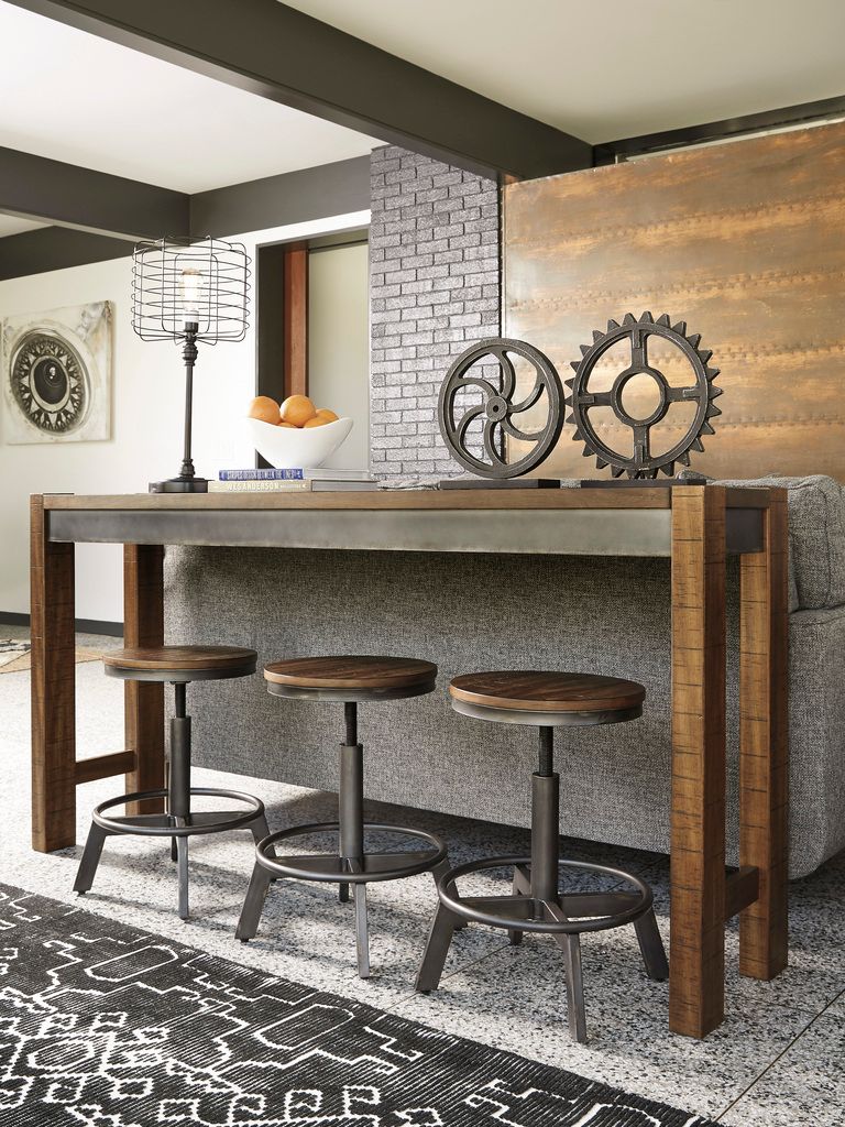 Torjin Brown and Gray Long Counter Height Dining Table D44052