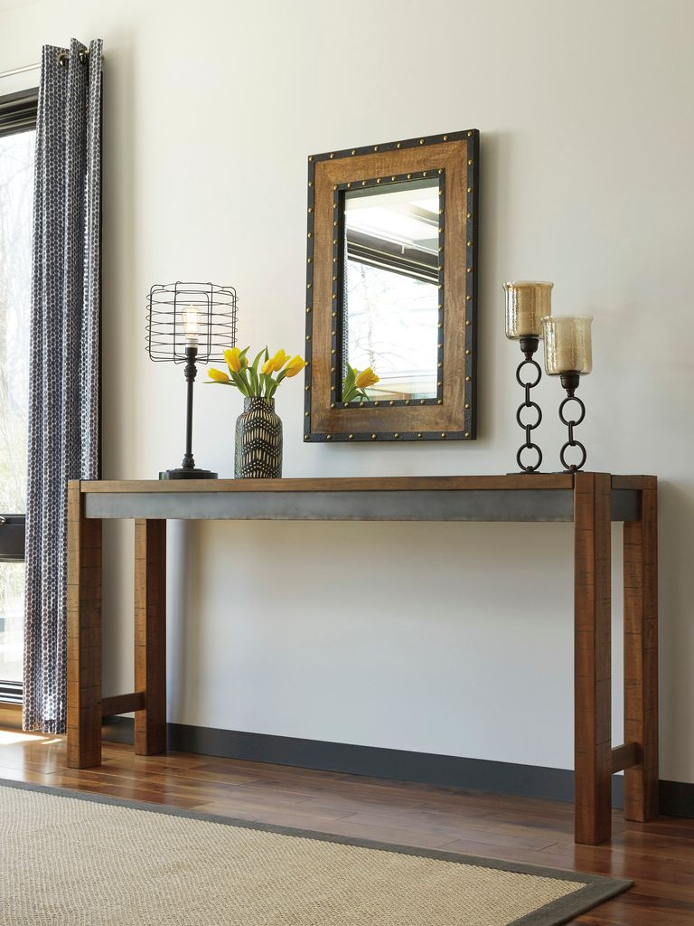 Torjin Brown and Gray Long Counter Height Dining Table D44052