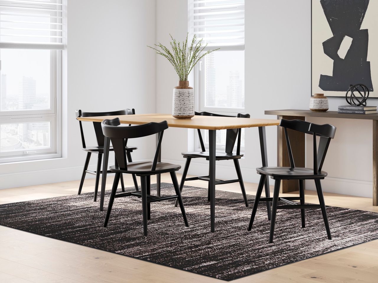 Gretlynn Dining Table In Black and Natural D50125