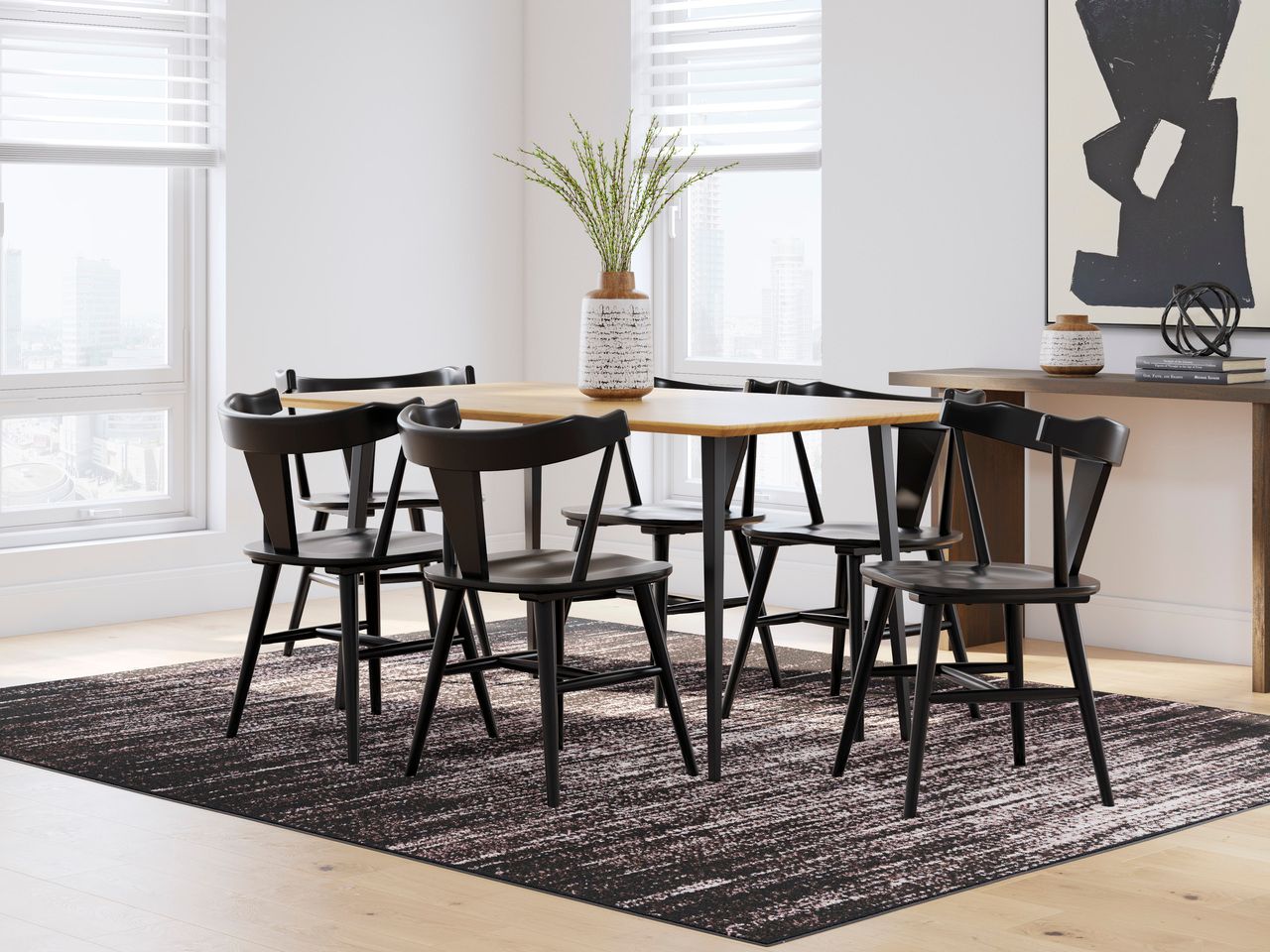 Gretlynn Dining Table In Black and Natural D50125