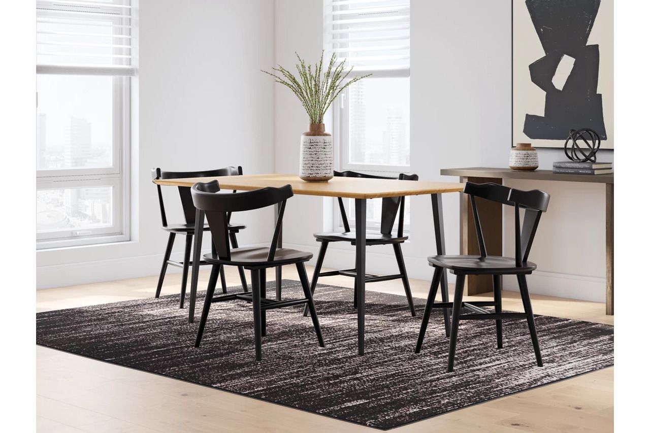Gretlynn 5-Piece Dining Room Set In Black and Natural D501D3