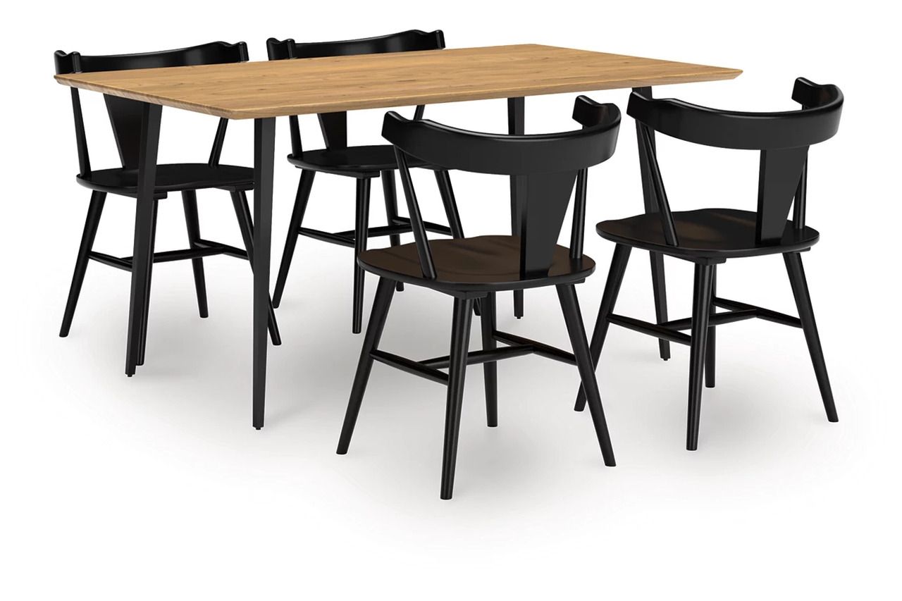 Gretlynn 5-Piece Dining Room Set In Black and Natural D501D3