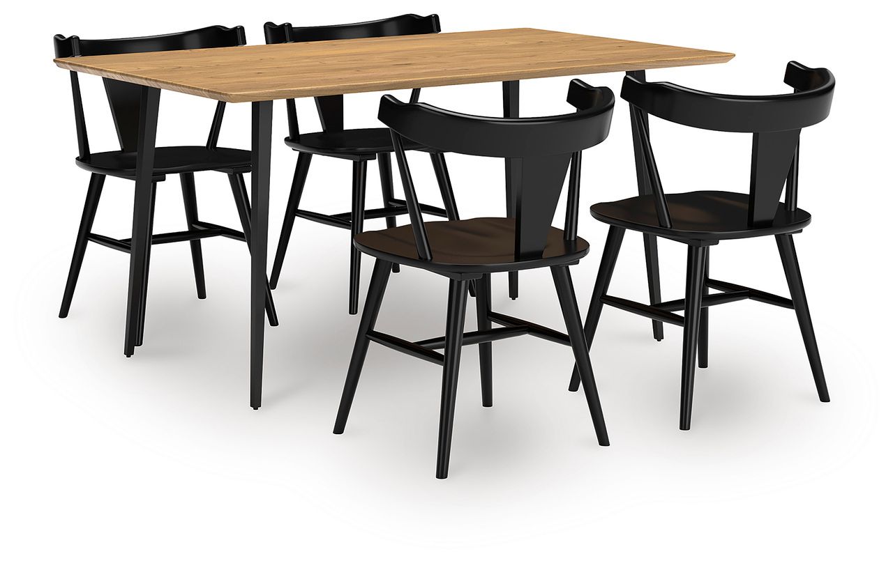 Gretlynn 5-Piece Dining Room Set In Black and Natural D501D3