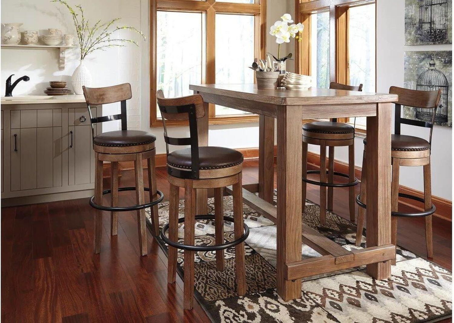 Pinnadel Tall Upholstered Swivel Barstool D542130