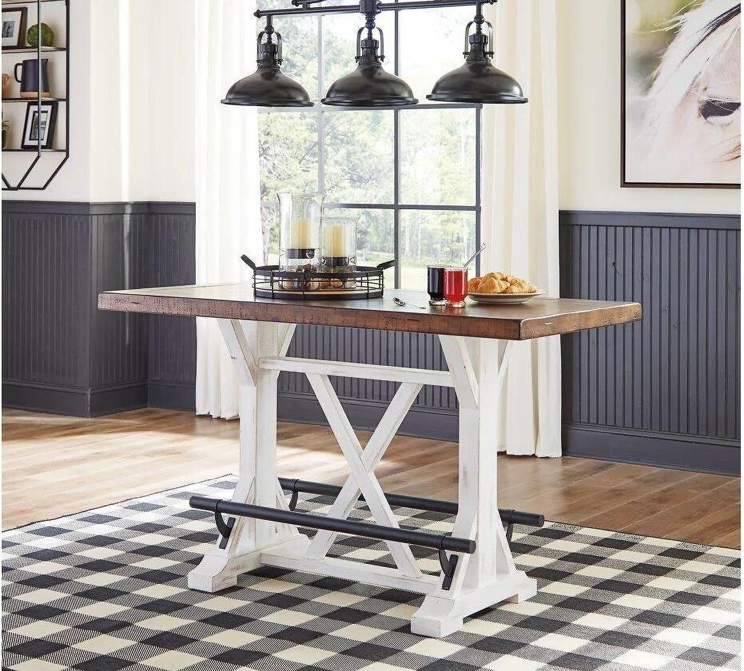 Valebeck White And Brown Counter Height Table D54613