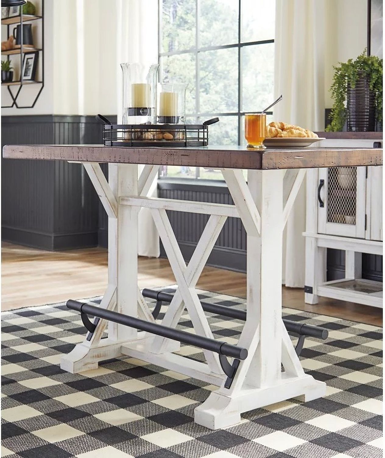 Valebeck White And Brown Counter Height Table D54613