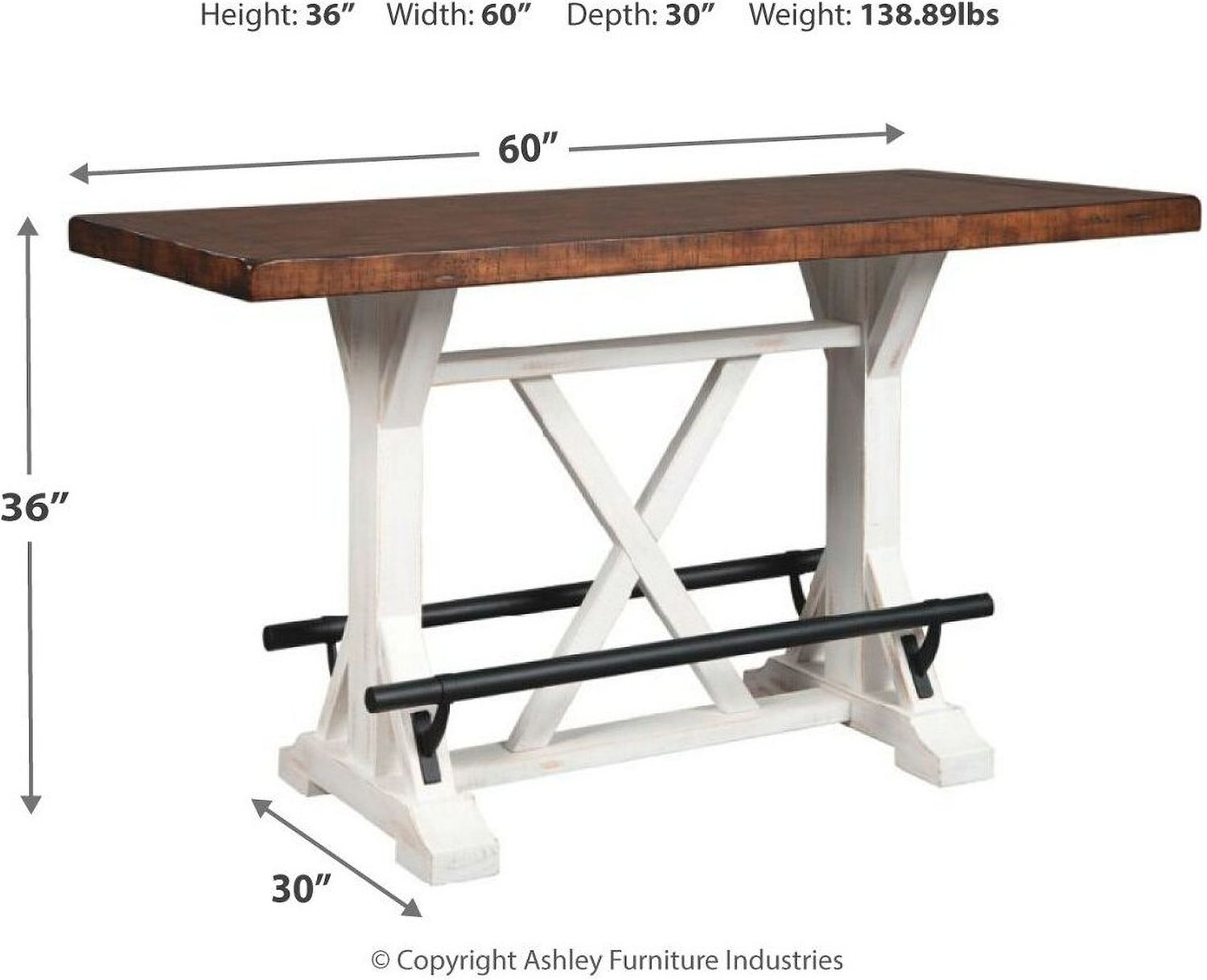 Valebeck White And Brown Counter Height Table D54613
