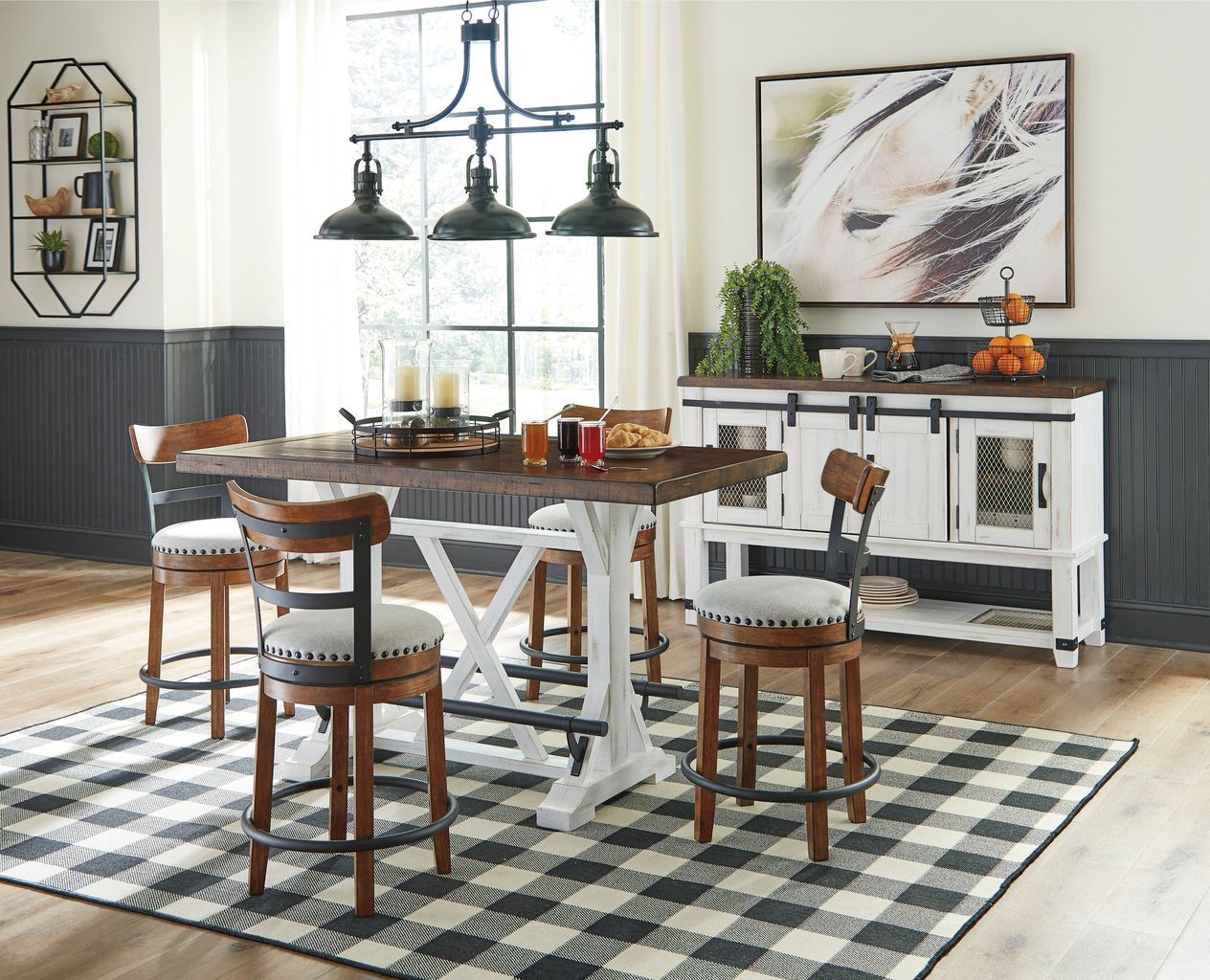 Valebeck White And Brown Counter Height Table D54613