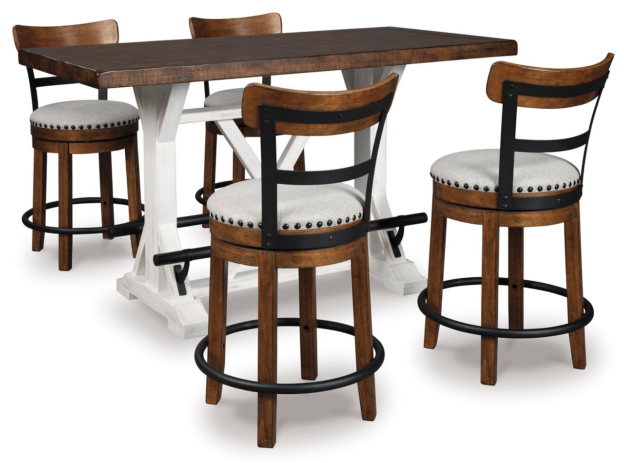 Valebeck White And Brown Counter Height Table D54613