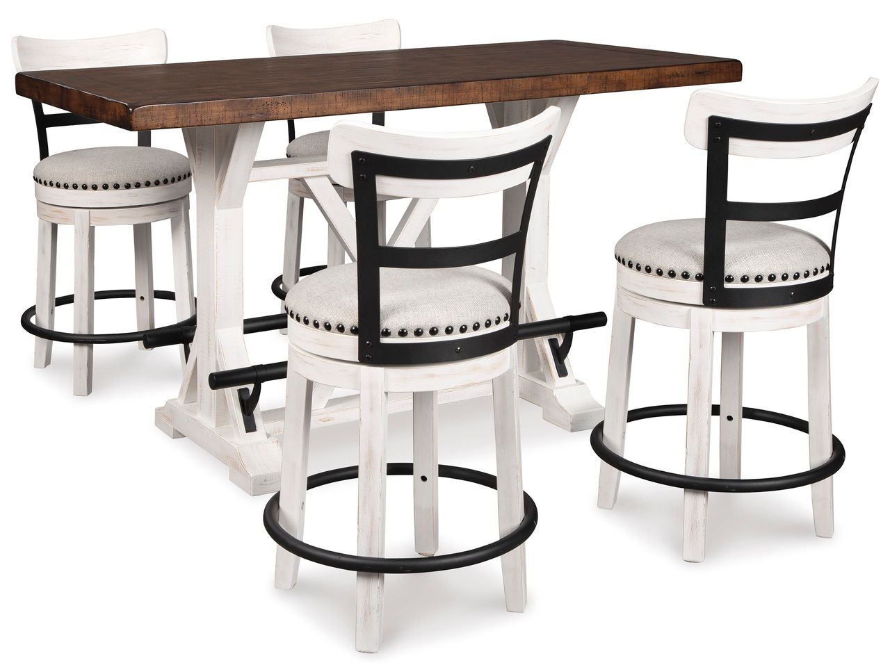Valebeck White And Brown Counter Height Table D54613