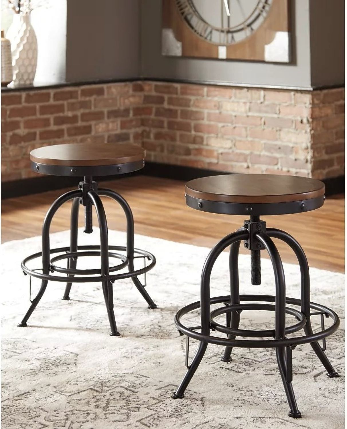 Valebeck Brown Swivel Barstool Set of 2 D546224
