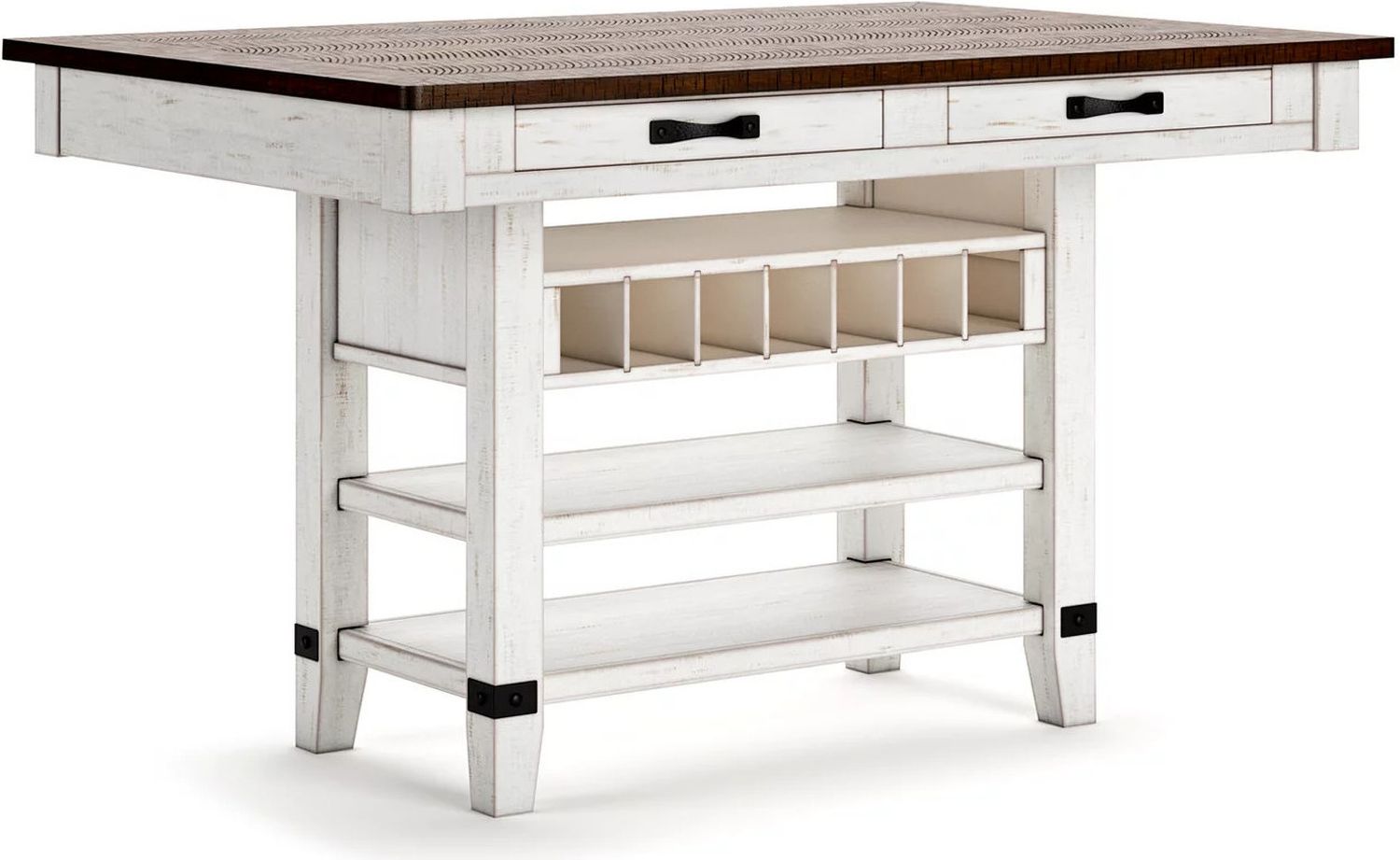 Valebeck White And Brown Rectangular Dining Room Counter Table D54632