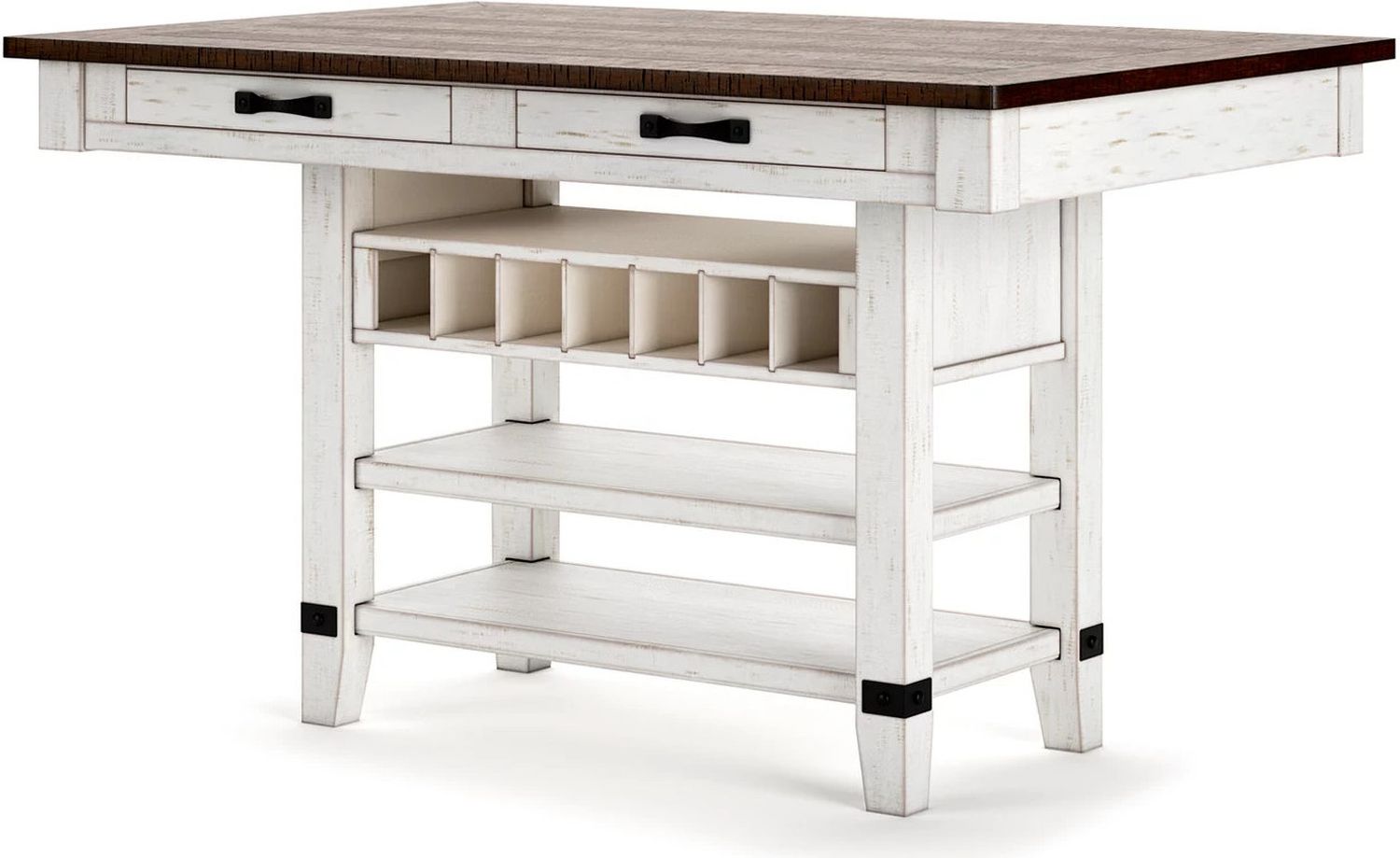 Valebeck White And Brown Rectangular Dining Room Counter Table D54632