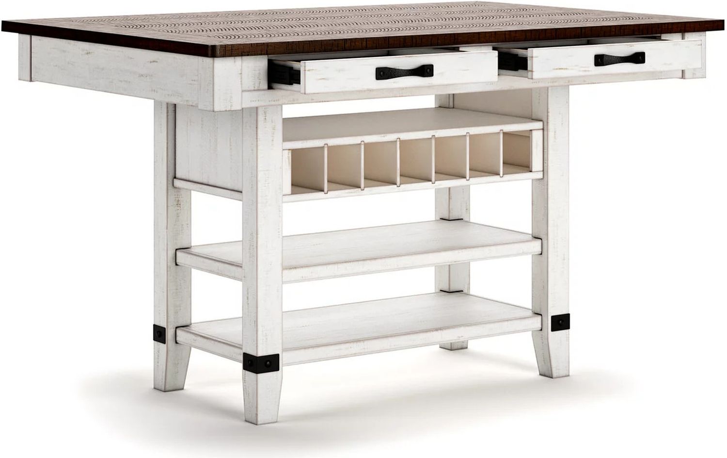 Valebeck White And Brown Rectangular Dining Room Counter Table D54632