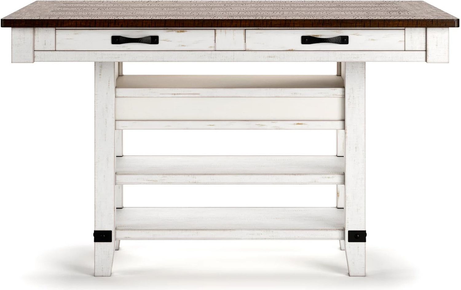 Valebeck White And Brown Rectangular Dining Room Counter Table D54632