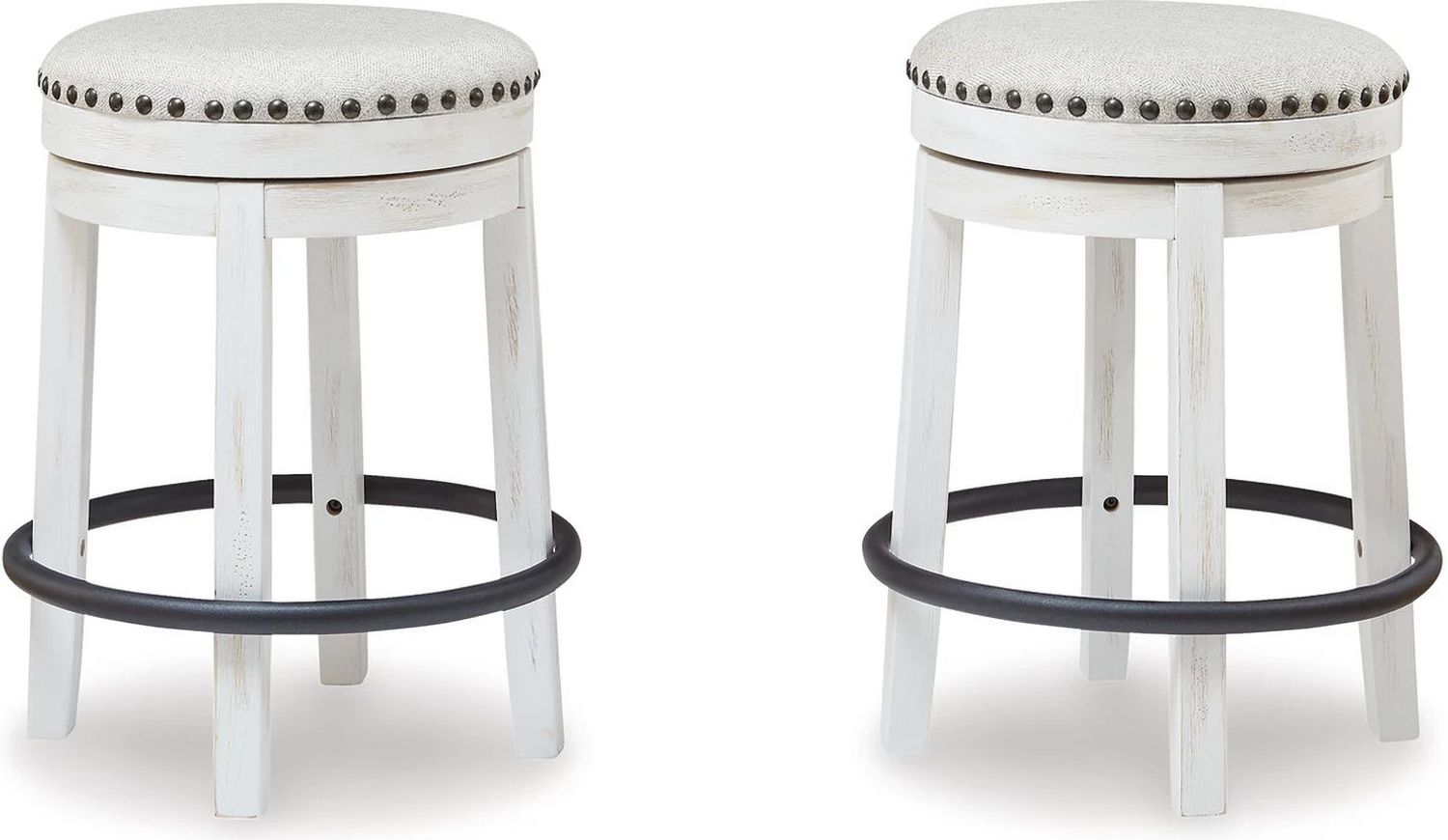 Valebeck Beige And White Swivel Counter Height Stool D546324