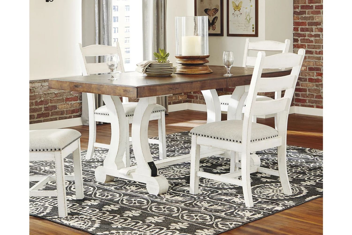 Valebeck White and Brown Rectangular Dining Room Table D54635