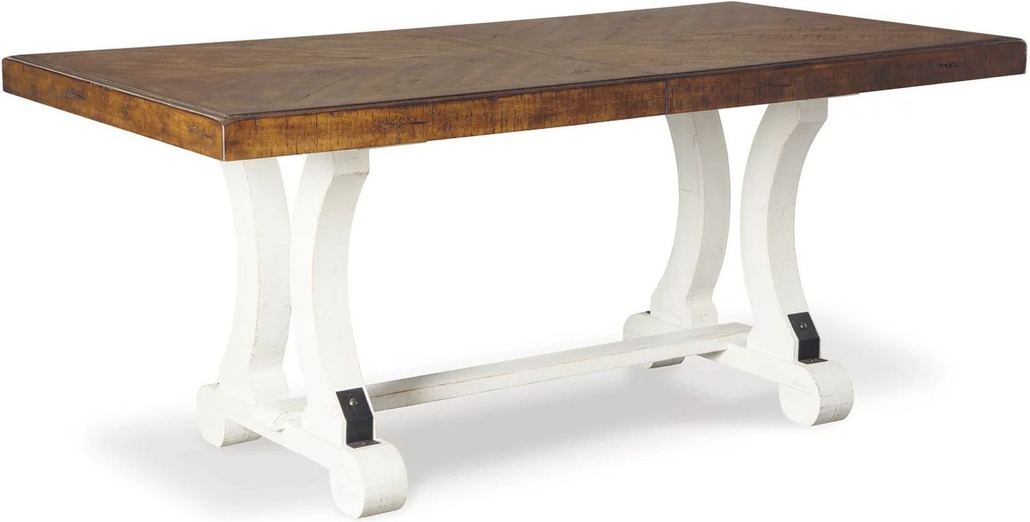 Valebeck White and Brown Rectangular Dining Room Table D54635